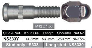 Wheel Stud & Nut - Kit - Front - Disk - 45 60 & 75 Series Landcruiser